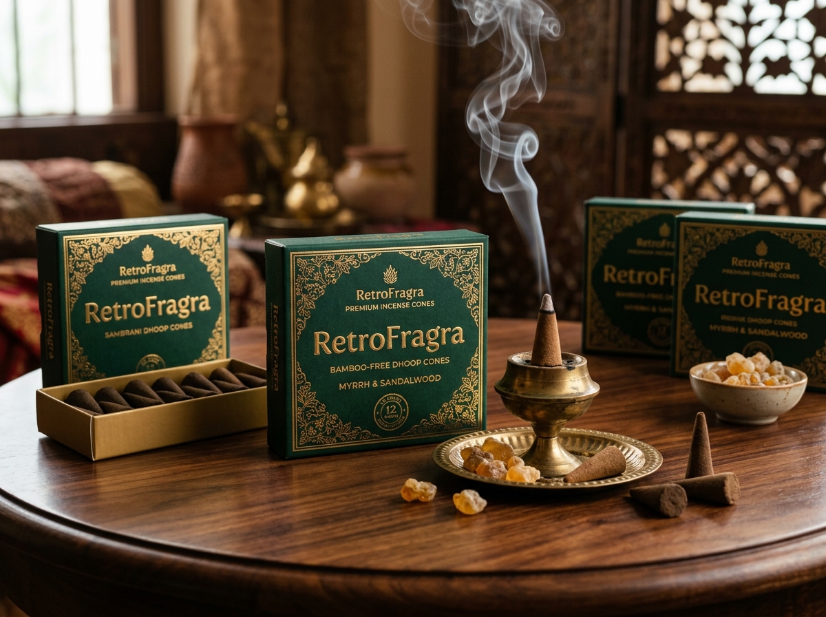 RetroFragra Artisanal Indian Dhoop Cones & Agarbatti Export Packaging